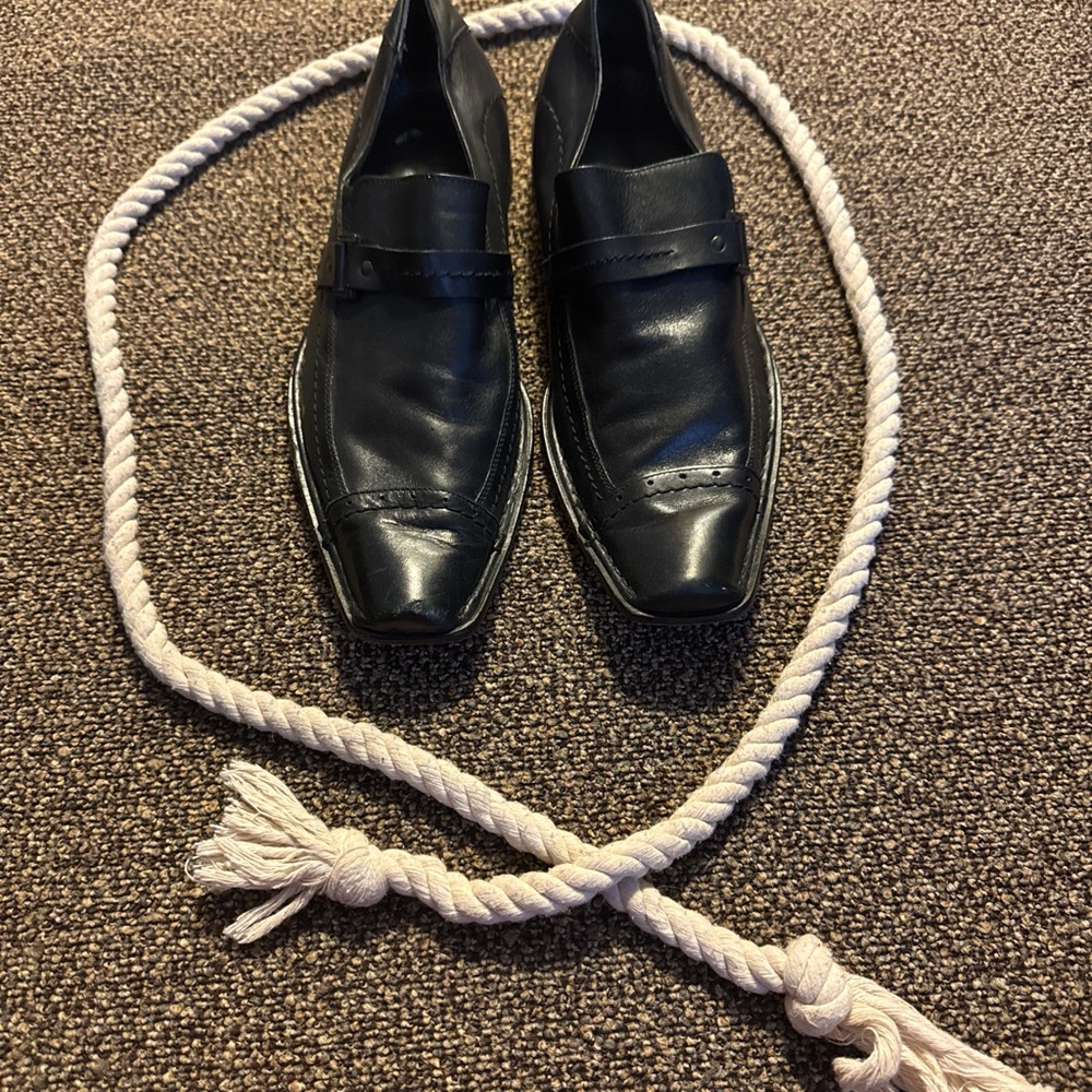 Guess Men's Black Leather Slip-On Loafers